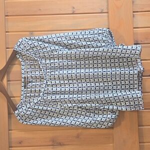 Banana Republic Green Blue Long Sleeve Blouse Crewneck XS Loose Fit Top